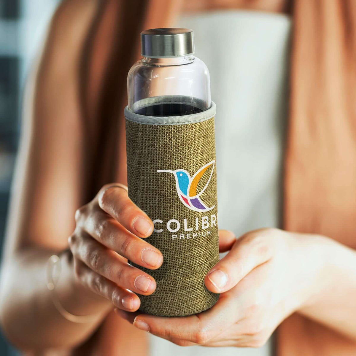 Venus Glass Bottle with Natural Sleeve Corporate Gift Singapore