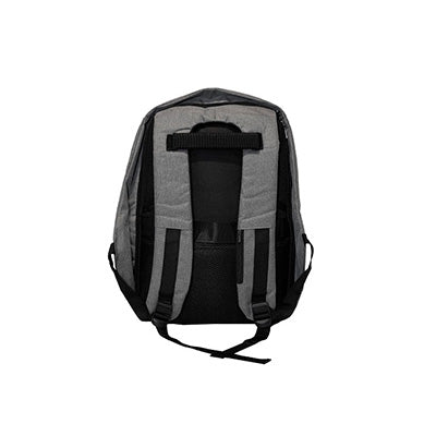 Rear view of the Oxford cloth backpack showing two shoulder straps and top carry handle.