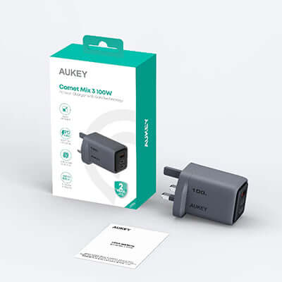 AUKEY PA-C5 Comet Mix 3 100W PD 3-Port GaN Wall Charger Corporate Gifts Singapore