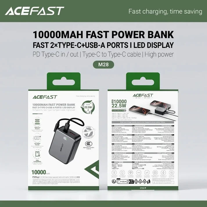 Acefast M28 10000mAh Power Bank 22.5W Fast Charging CCC Certified