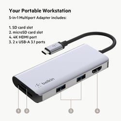 Belkin Connect USB-C 5-in-1 Multiport Adapter Hub Corporate Gifts Singapore