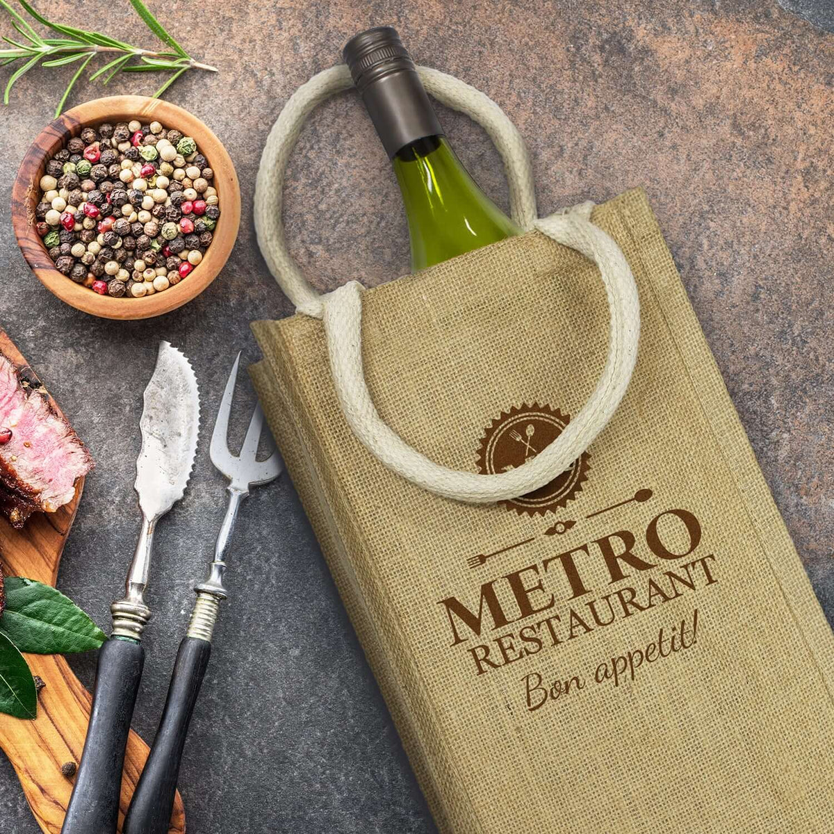 Donato Jute Double Wine Carrier Corporate Gift Singapore