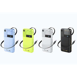 Remax FP-123 Powerbank with Type-C Retractable Cable 10000mAh in four colors on display.