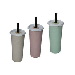 Wheat Straw Tumbler with Straw in three colors, perfect as a corporate gift for sustainable living.