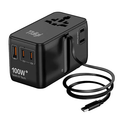 77digi 100W 3 Type-C + 2 USB Travel Adapter with Cable WWA100C