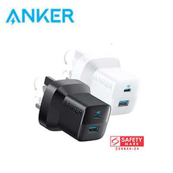 Anker 323 Powerport 33W USB C Charger A2331 in black and white with dual USB ports