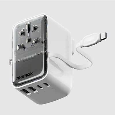 Momax 1-World+ Flow 4-Port Travel Charger With Built-In USB-C Cable 35W Corporate Gifts Singapore