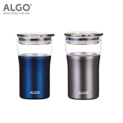 Algo Double Wall Insulated SS Coat Glass Mug 350ml Corporate Gifts Singapore