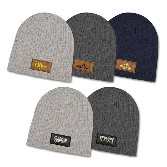 Nebraska Heather Cable Knit Beanie With Patch Corporate Gift Singapore
