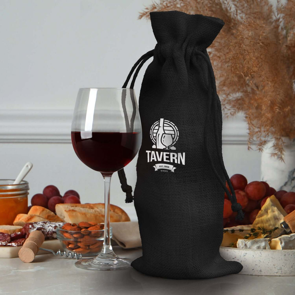 Jute Wine Drawstring Bag Corporate Gift Singapore