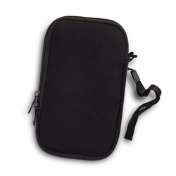 Spencer Phone Sleeve in black with zip closure and wrist strap, a perfect corporate gift for phone protection.