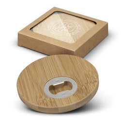 Bamboo Bottle Opener Coaster Round - Set of 2 Corporate Gift Singapore