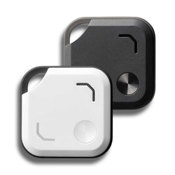 VibeTag Bluetooth Tracker in black and white, stylish design, perfect for corporate gifts and keeping track of essentials.