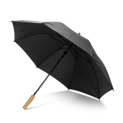 SPICE Waste2Gear Umbrella with a black recycled nylon canopy and cork handle, ideal corporate gift.