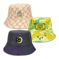 Sonny Custom Bucket Hat with Embroidery Patch in three stylish designs.