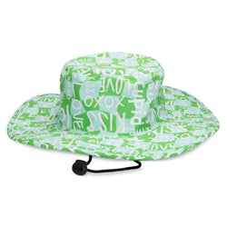 Cabana Custom Wide Brim Hat in green with custom print, ideal for sun protection and corporate gifts.