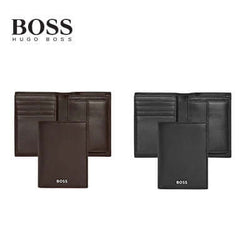 Hugo Boss Card Holder with Flap and Money Pocket Classic Smooth in black and brown leather.