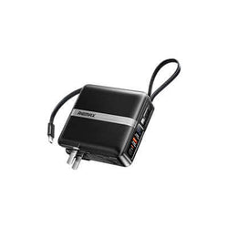 Remax CP-1 Powerbank with Wall Plug 15000mAh featuring dual fast charging and Type-C cable.