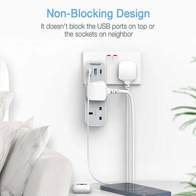 TESSAN Vertical Socket Extension Adaptor with 3 USB Corporate Gifts Singapore