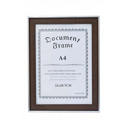 Brown A4 Certificate Frame showcasing a document with elegant design and modern decor, perfect for corporate gift.