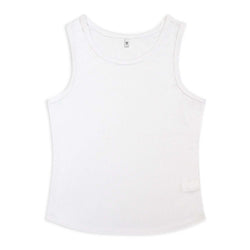Custom Tank Top in white, perfect for corporate gifts, made from 180gsm 100% polyester mesh fabric.