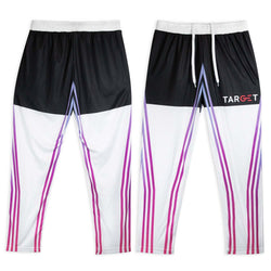 Custom Active Pants featuring vibrant design with breathable 100% polyester and elasticated waistband.