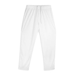 Custom Active Pants in white, featuring an elasticated waistband and breathable mesh fabric, perfect for sports and active wear.