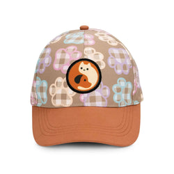 Falcon Custom Cap with Full Colour Patch featuring a whimsical cat design on a patterned background