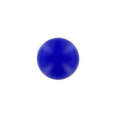 Plain round blue foam stress ball shown against a white background