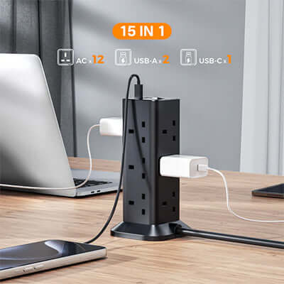 TESSAN Socket Tower 12 Ways Outlet Extension Plug with Multi Plugs Corporate Gifts Singapore