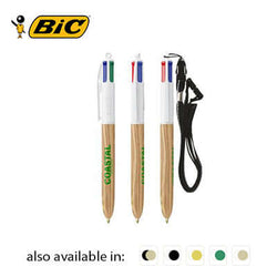 BIC 4 Colours Wood Style Ballpen with Lanyard Corporate Gift Singapore