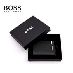 Hugo Boss Folding Card Holder Iconic Black in a luxurious box. Perfect for corporate gifts.