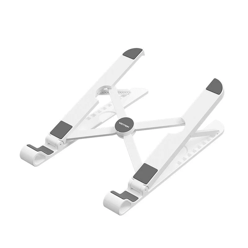 Vention Laptop Stand White showcasing a foldable and adjustable design, ideal for comfort and a corporate gift.