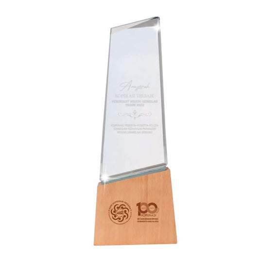 Crystal Award with Wooden Stand Corporate Gifts Singapore