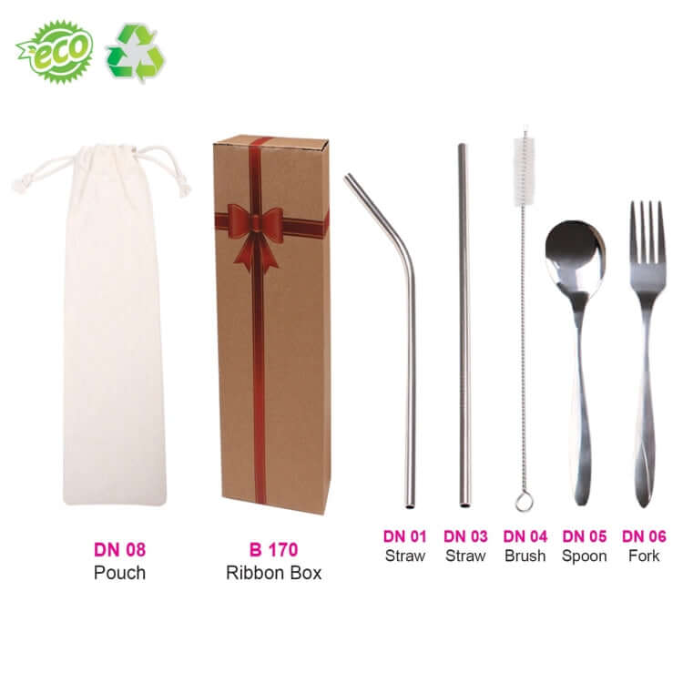 Eco-Friendly Stainless Steel Straw & Cutlery Set Corporate Gifts Singapore
