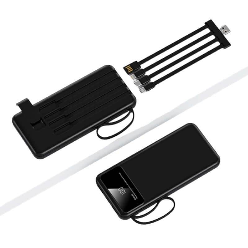 10000mAh Powerbank with 4 Detachable Built-in Cables & Mobile Stand - Giftmart.sg