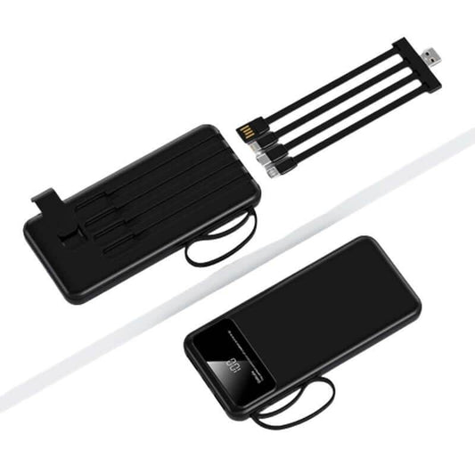 10000mAh Powerbank with 4 Detachable Built-in Cables & Mobile Stand - Giftmart.sg