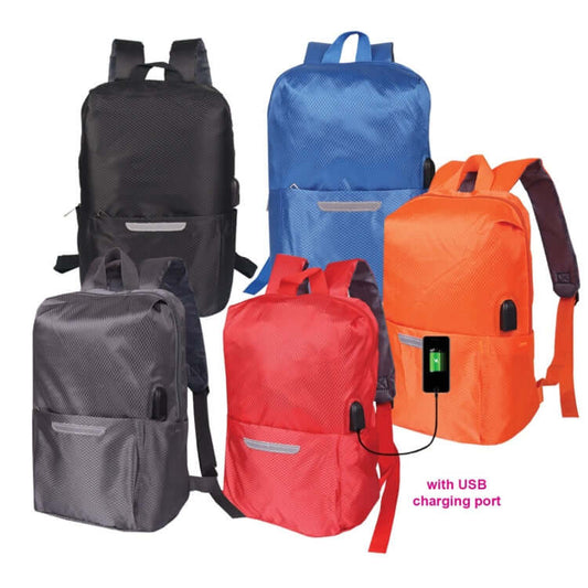 Polyester Backpack with USB Charging Port Corporate Gifts Singapore