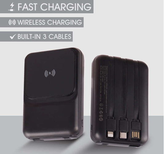 Fast Charging Wireless Powerbank With Built-In 3 Cables Corporate Gifts Singapore