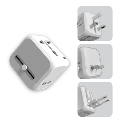 World Travel Adaptor With 2 USB-A + 1 USB-C PD20W Quick Charge Corporate Gifts Singapore