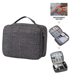 Travel Gadget Large Capacity Organizer Pouch with detachable velcro and padded compartments for gadgets.