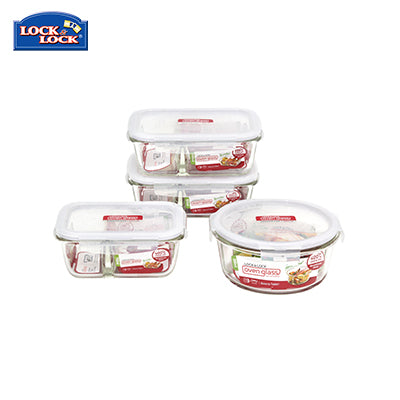 Lock & Lock Euro Glass Container with Divider 4pcs Set Corporate Gifts Singapore