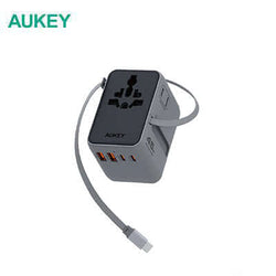 AUKEY PA-TA13 Globe Reel 45W GaN Universal Travel Adapter with Retractable Cable for global charging needs.