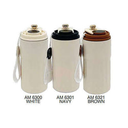 Stainless Steel Tumbler with LED Temperature Display in white, navy, and brown colors for modern beverage enjoyment.