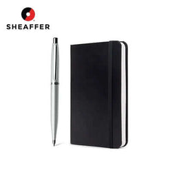 Sheaffer Strobe Silver Ballpoint Pen with Chrome Trims and Small Notebook Gift Set Corporate Gifts Singapore