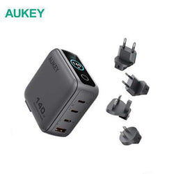 AUKEY PA-B10U 140W GaN Wall Charger Smart Display with Interchangeable Plugs and plugs