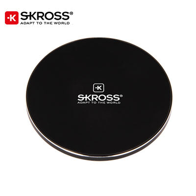 SKROSS Wireless Charger 10 top view of the round black pad with central brand logo