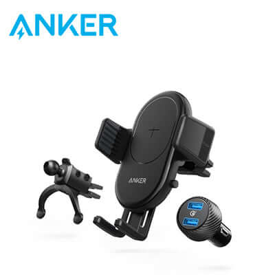 Anker PowerWave 7.5 Wireless Charging Car Mount With 2-Port QC 3.0 Charger Corporate Gifts Singapore