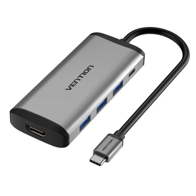 Vention 5-in-1 USB-C Docking Station with HDMI and USB ports for fast data transfer and screen mirroring.