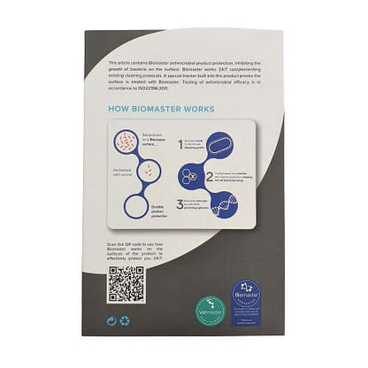 Back panel of the A5 notebook box shown upright with printed diagram and QR code.